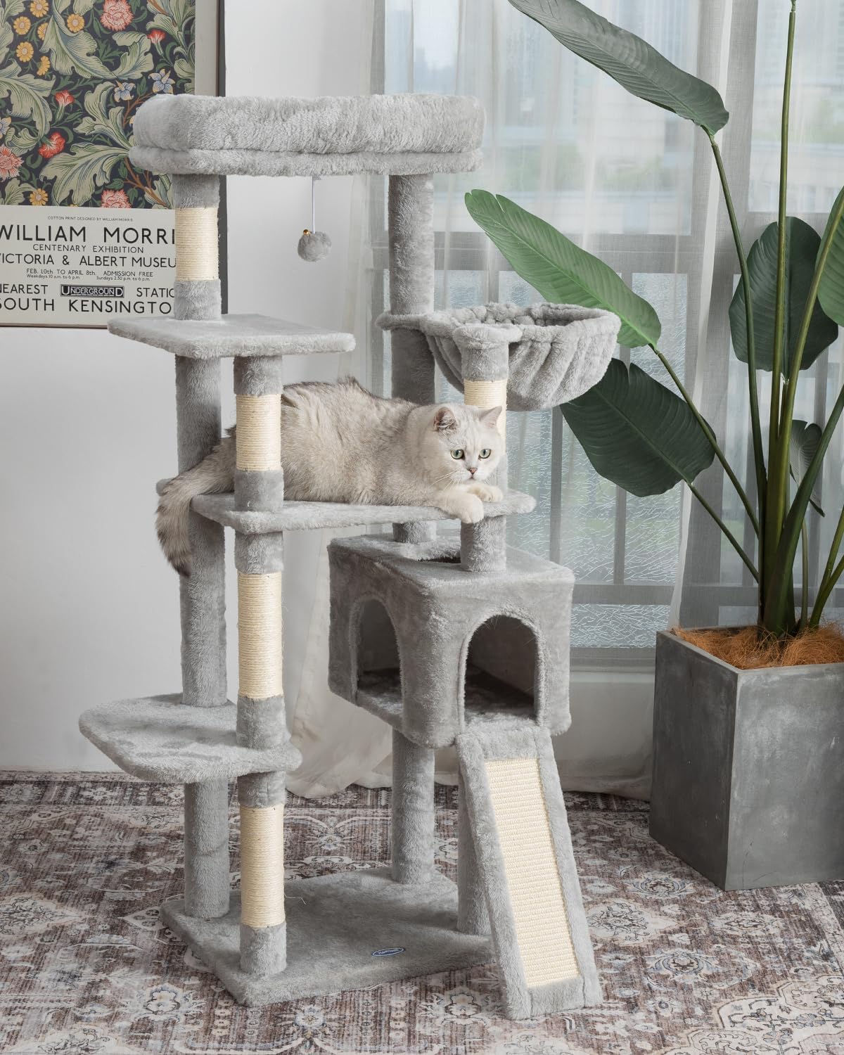Árbol gatos 54pulg con hamaca y percha felpa