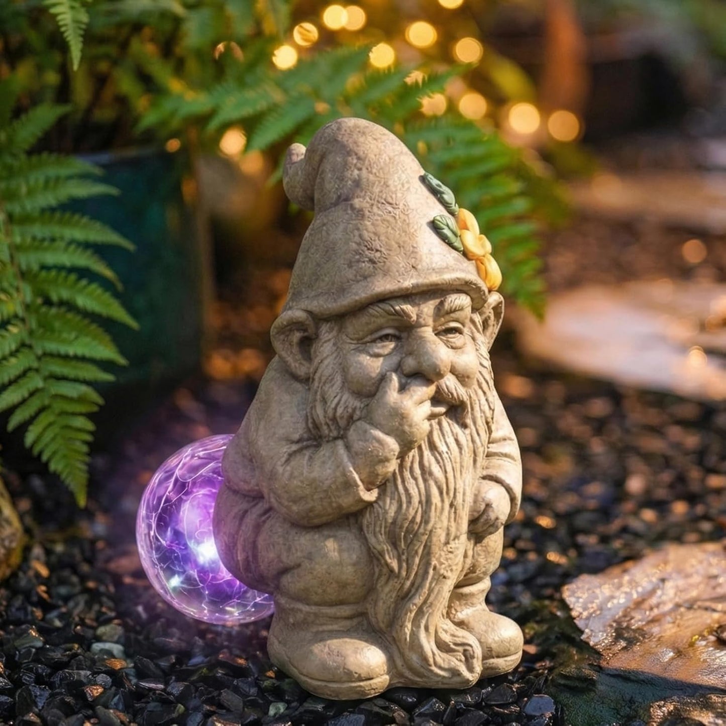 Gnomos jardineros energía solar para patio y césped