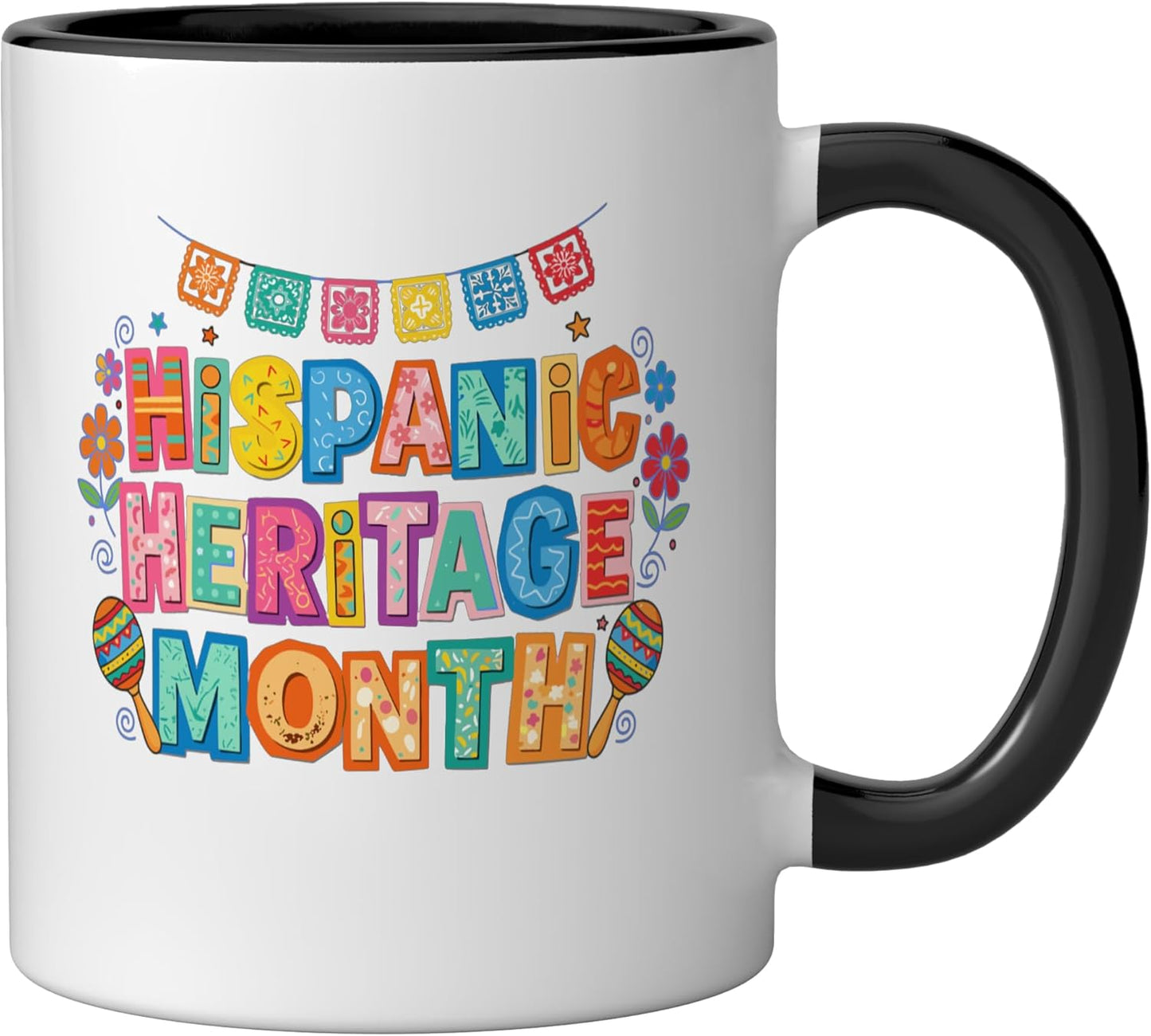 Taza cerámica cultura latina mes de herencia hispana negro/blanco