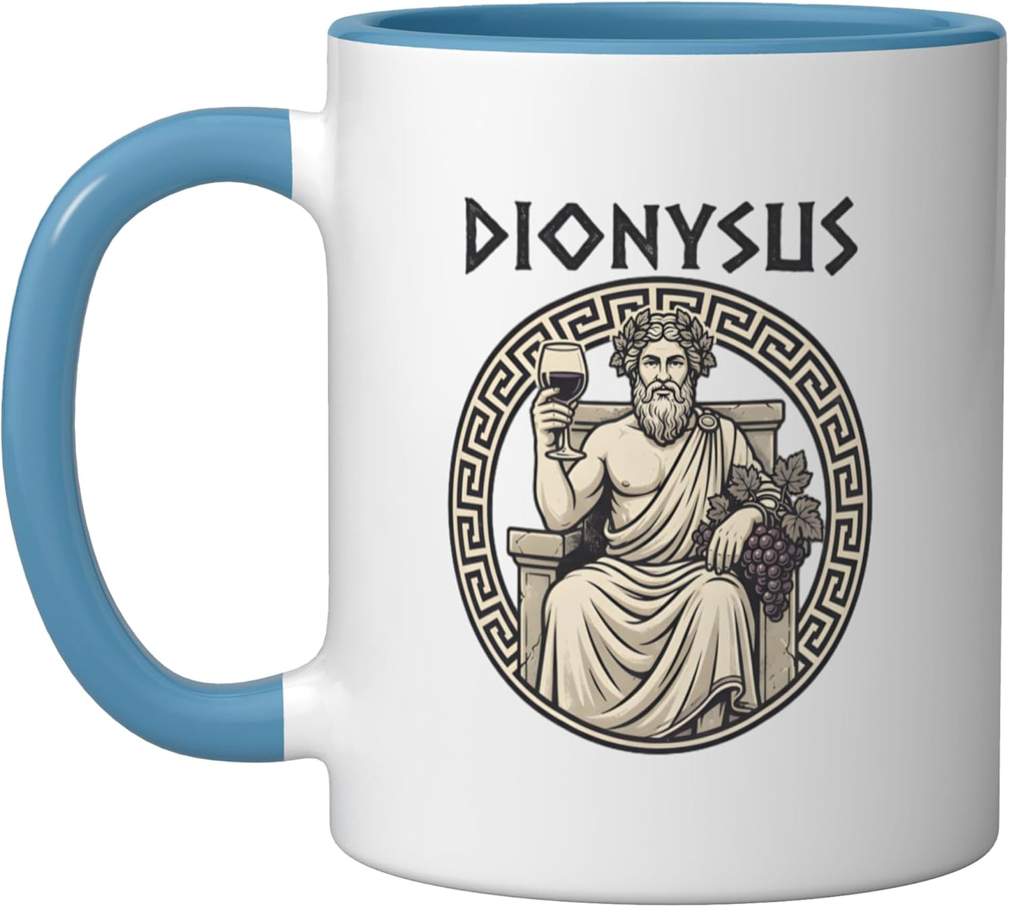 Taza Cerámica Dionisio Mitología Griega Azul/Blanco