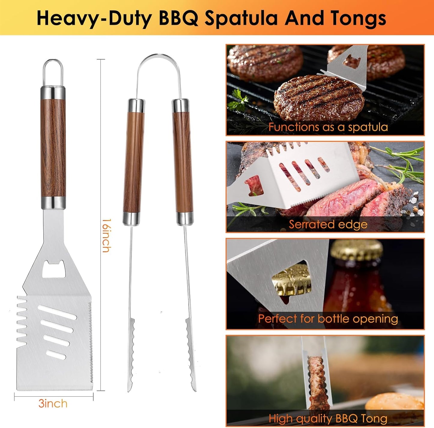 Set 34 accesorios parrilla acero inox para camping