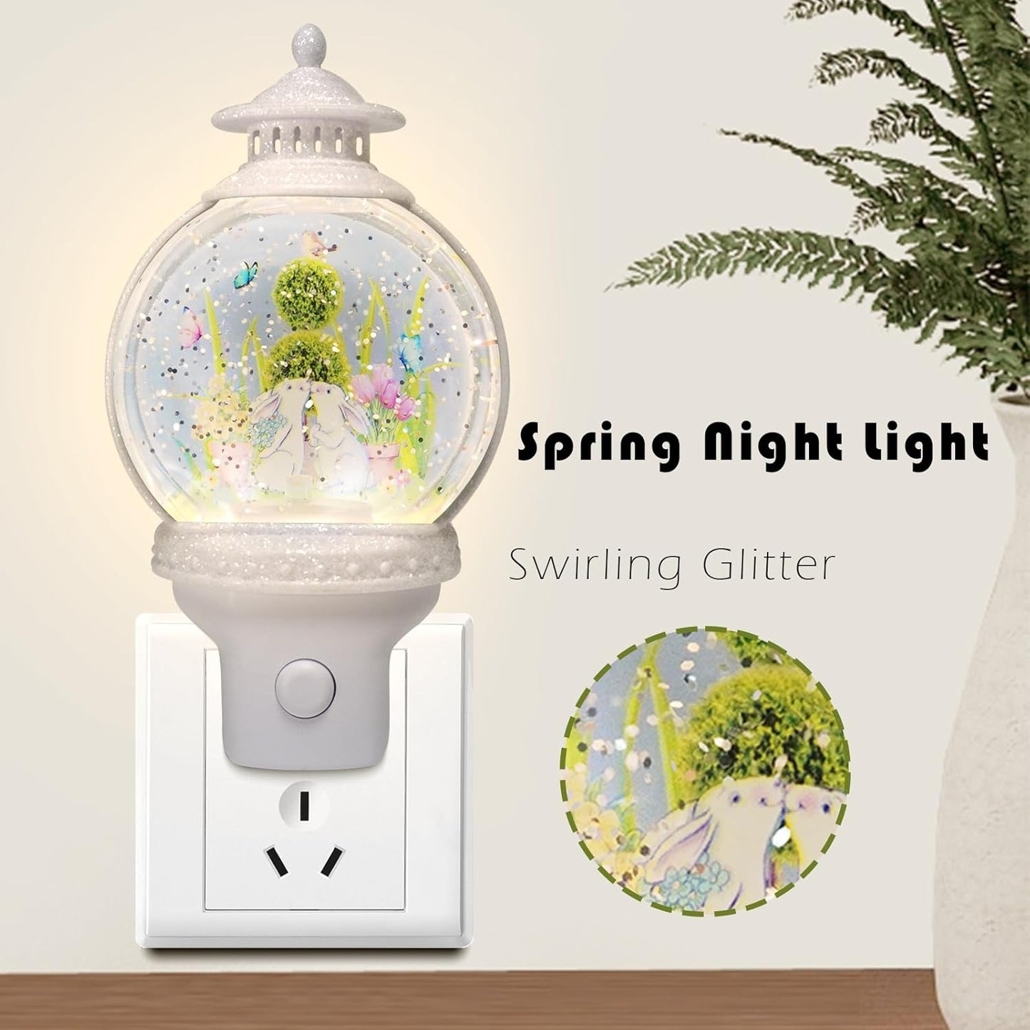 Luz Nocturna Primavera Conejo USB Salida Decoración Hogar