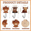 3 Ganchos Decorativos Pared Madera 8.4pulg Soporte Toallas Abrigos