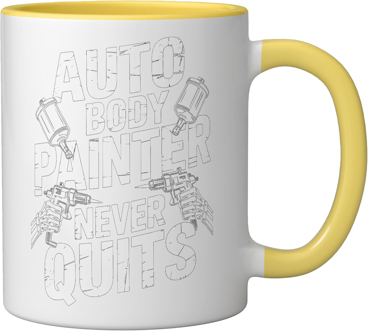 Taza Cerámica para Pintor Automotriz Amarillo/Blanco