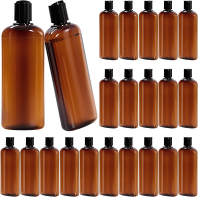24 Botellas Plástico 10oz Tapa Disco Recargables Viaje Marrón