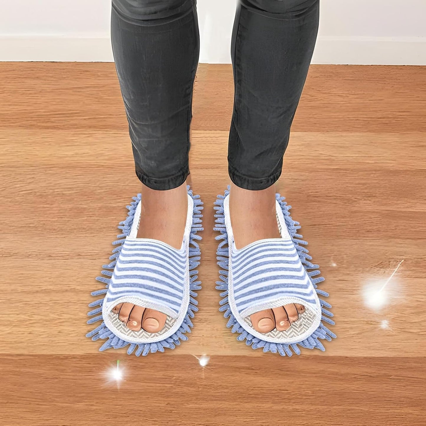 Pantuflas microfibra azul limpieza pisos lavables 35-44