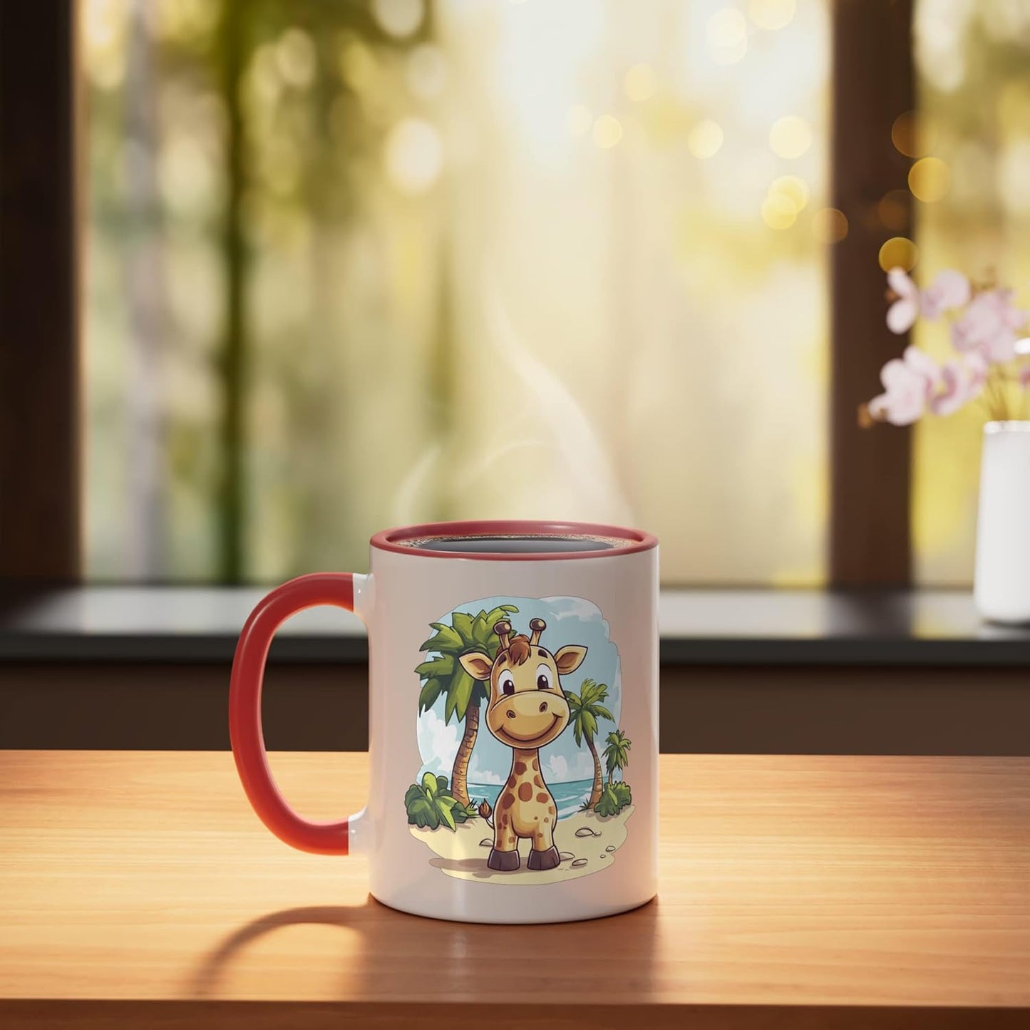 Taza Cerámica Jirafa para Niños Roja/Blanca