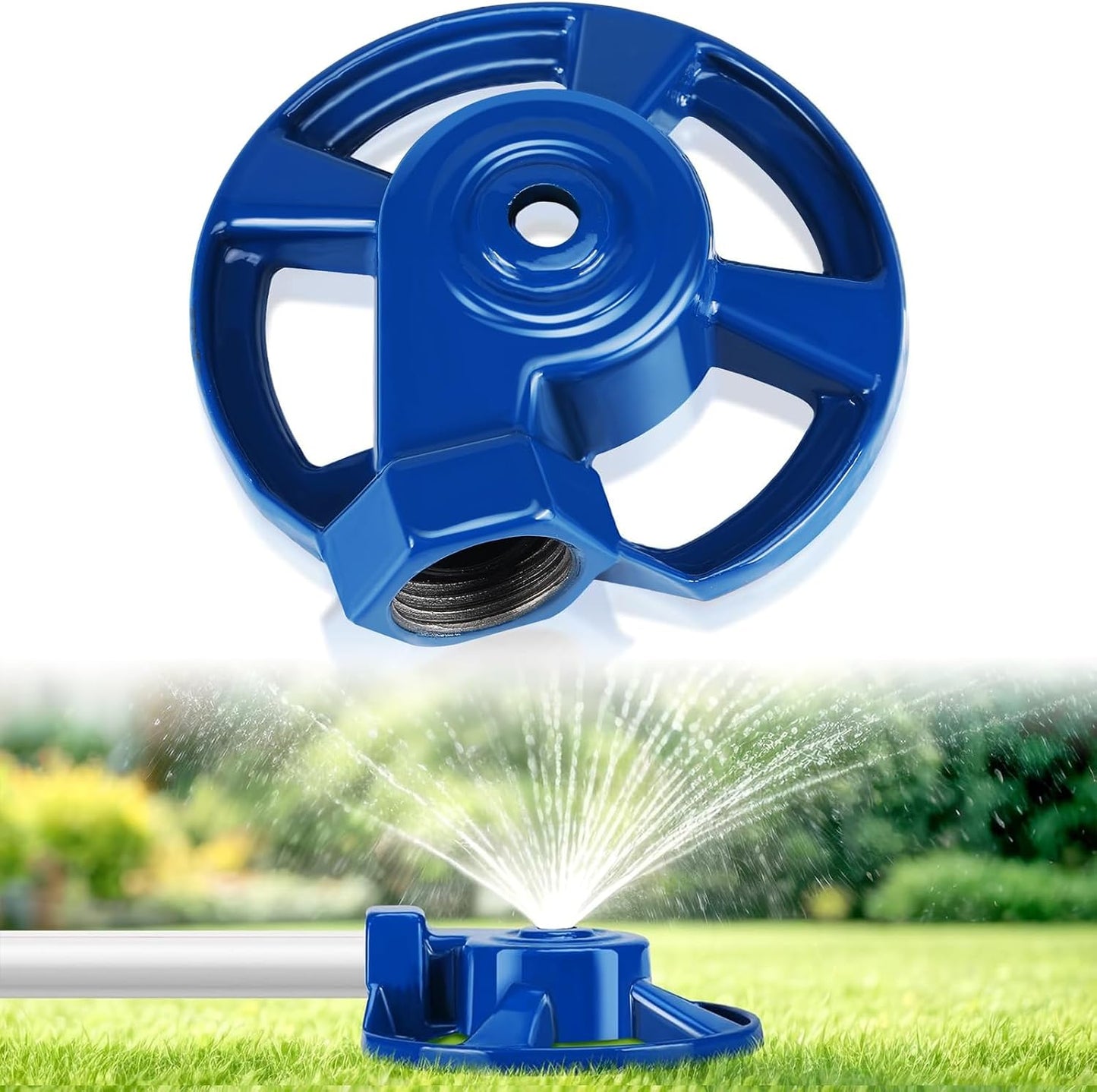 Aspersor hierro fundido para jardín patio roscas americanas azul