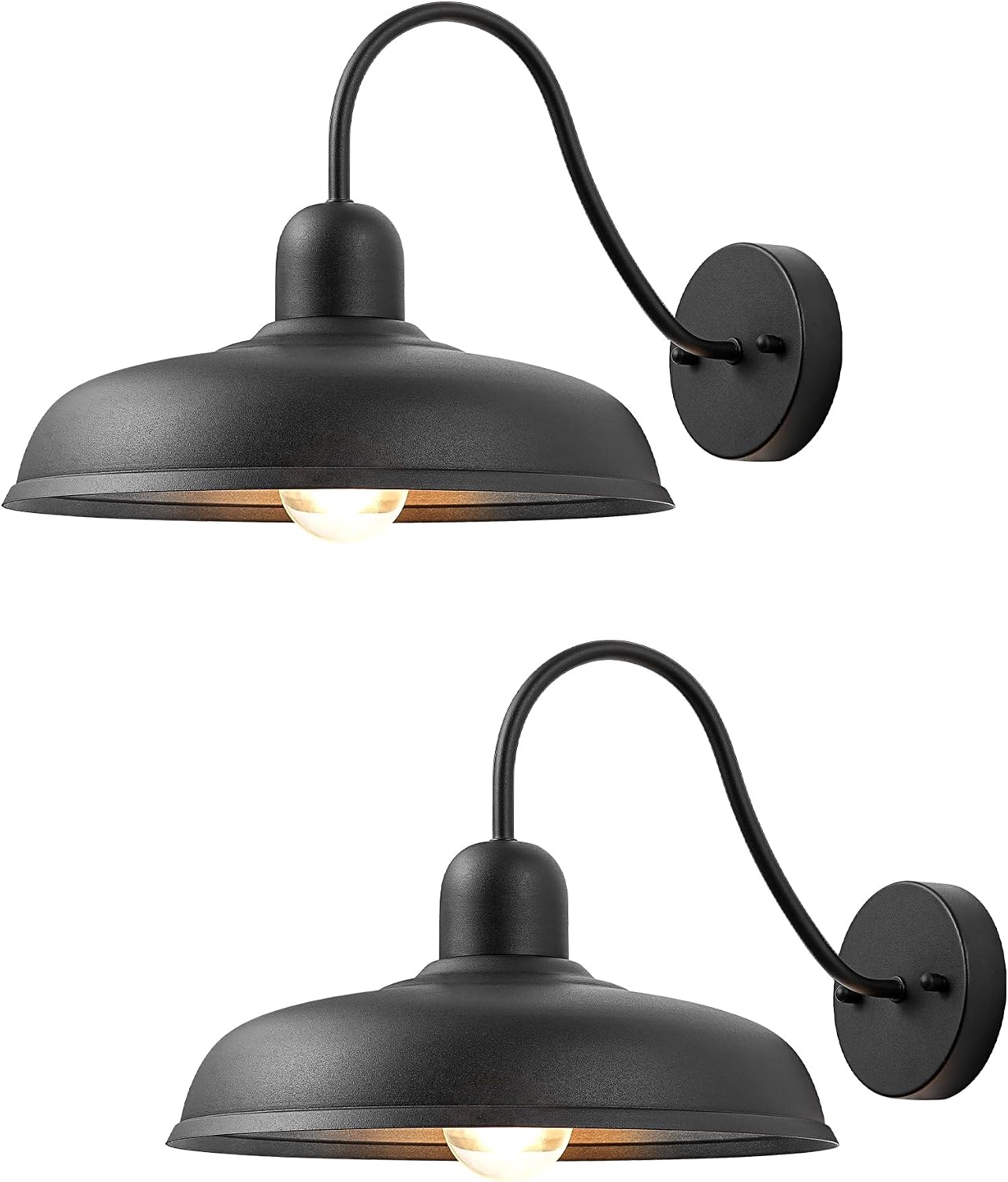 2 Lámparas Cuello Cisne 12pulg Aplique Exterior Negro Mate