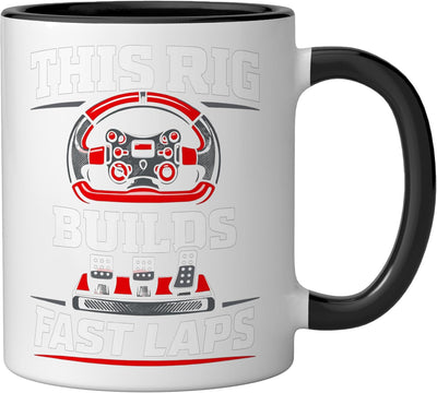 Taza cerámica para simulador de carreras Sim Racing negro/blanco