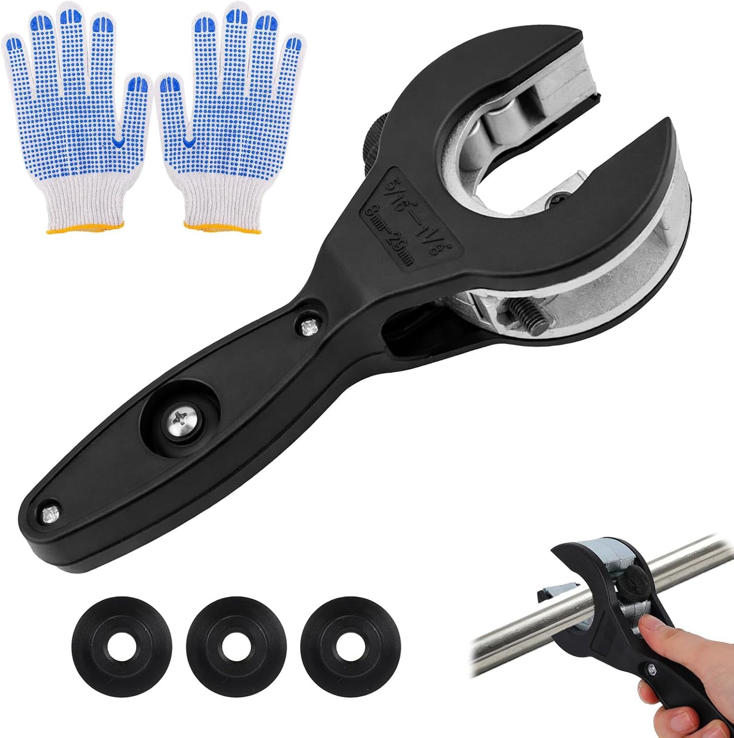 Kit cortador trinquete 5/16-1.142 in con cuchillas y guantes
