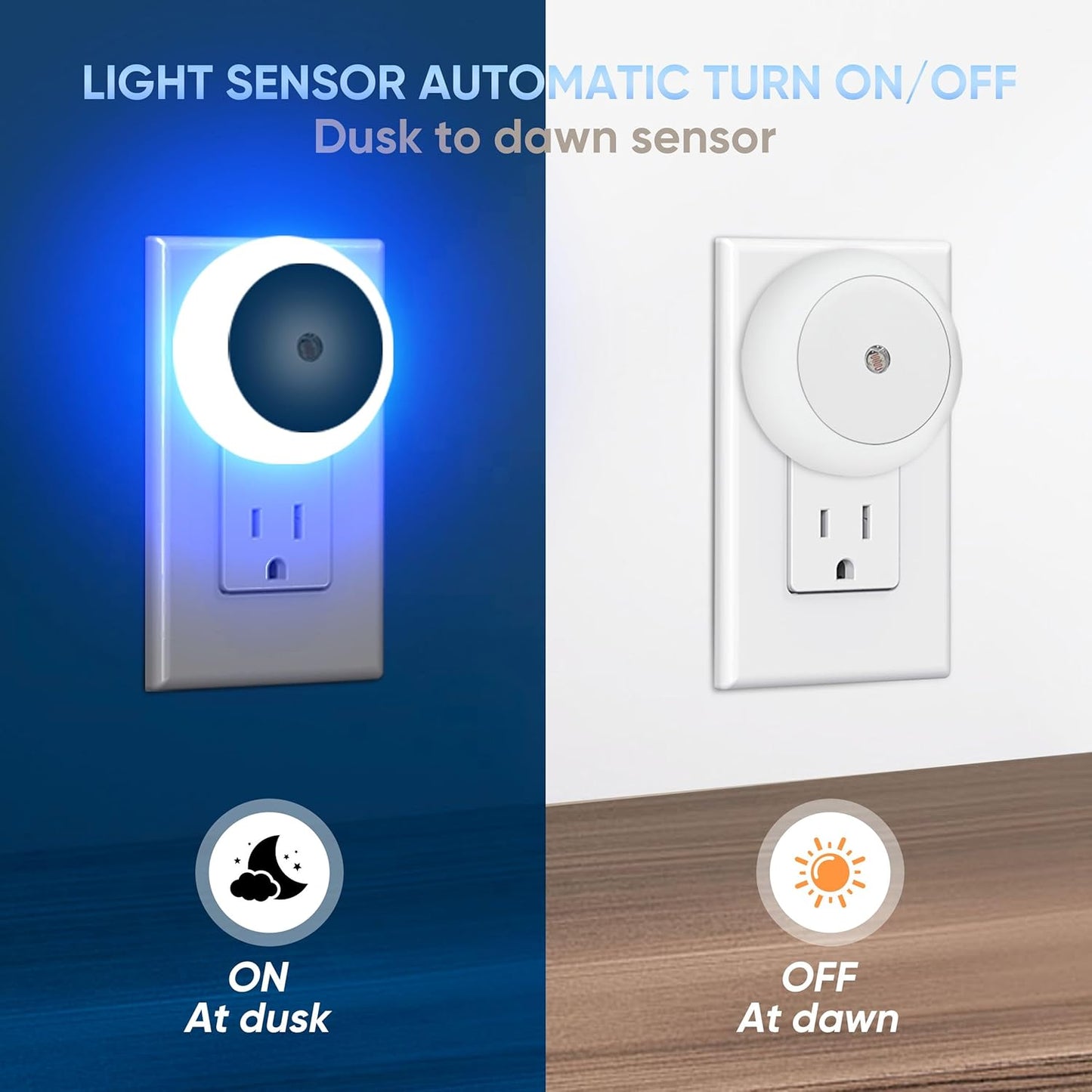 Luces nocturnas LED enchufable pared pack 4 sensor amanecer