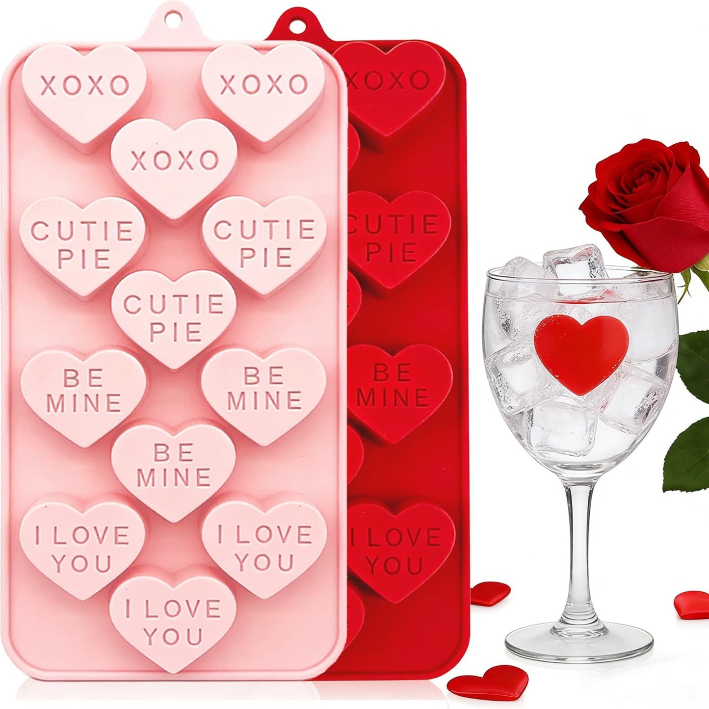 Molde de silicona de corazón para San Valentín, 2 piezas