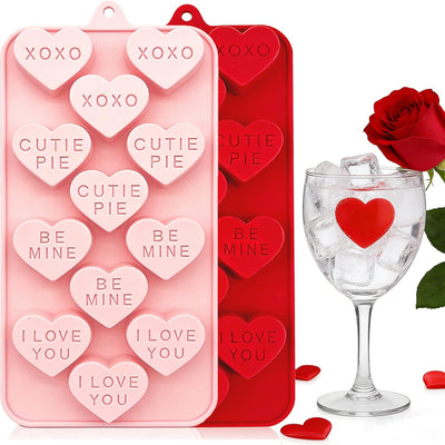 Molde de silicona de corazón para San Valentín, 2 piezas