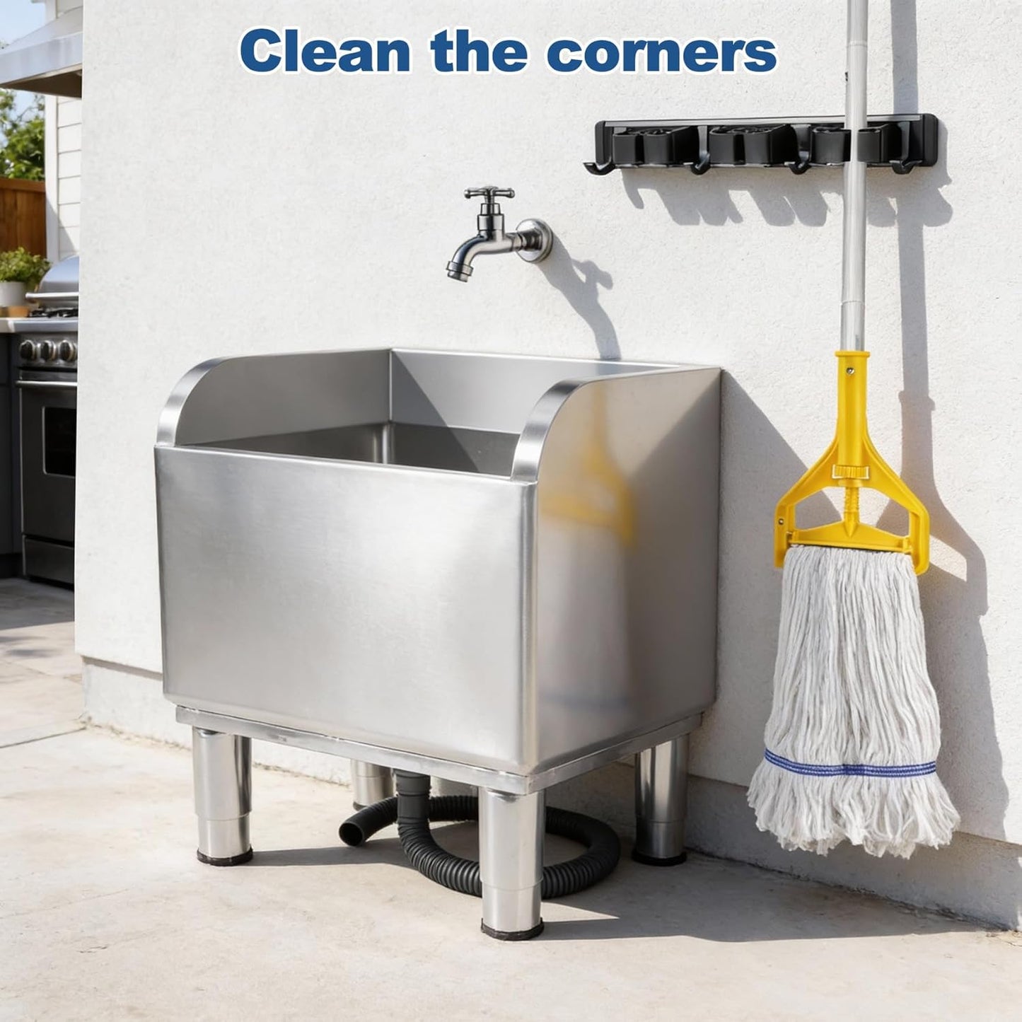 Bote de fregar acero inox 17.7x15.6x21.9 pulg