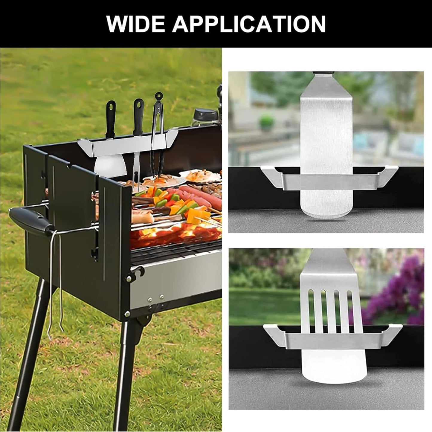 Soporte espátula parrilla 3 pzas acero inox al aire libre