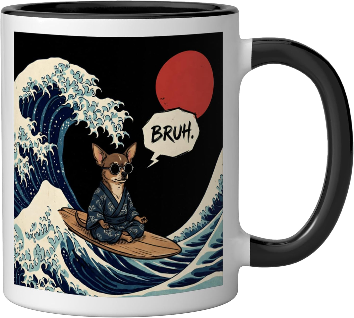 Taza cerámica Chihuahua Japanese Wave para hombres mujeres niños niñas
