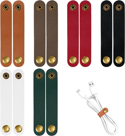 Organizador cables 10 soportes cuero portátil para viaje