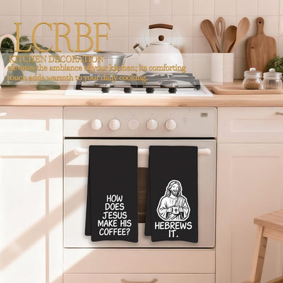 Toallas de cocina cristianas para amantes del café 16x24 pulgadas set de 2