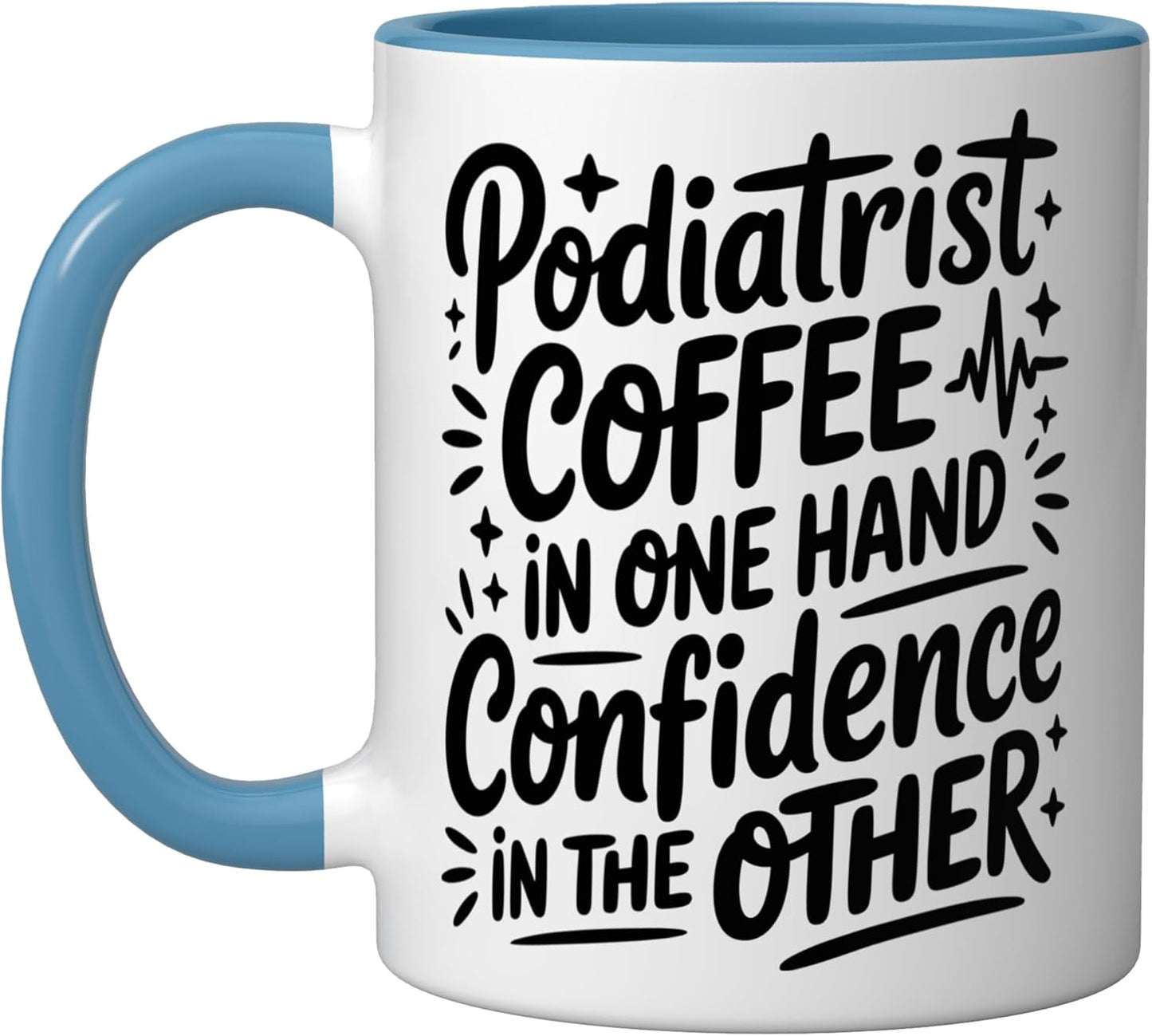 Taza Cerámica para Podiatría de Un Solo Mano Azul/Blanco