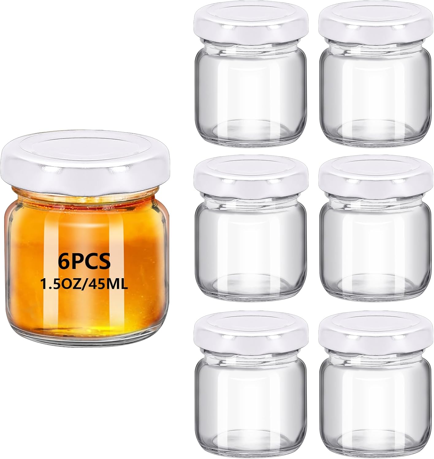 6 Frascos Cristal 1.5oz Miel Transparente Regalo Boda