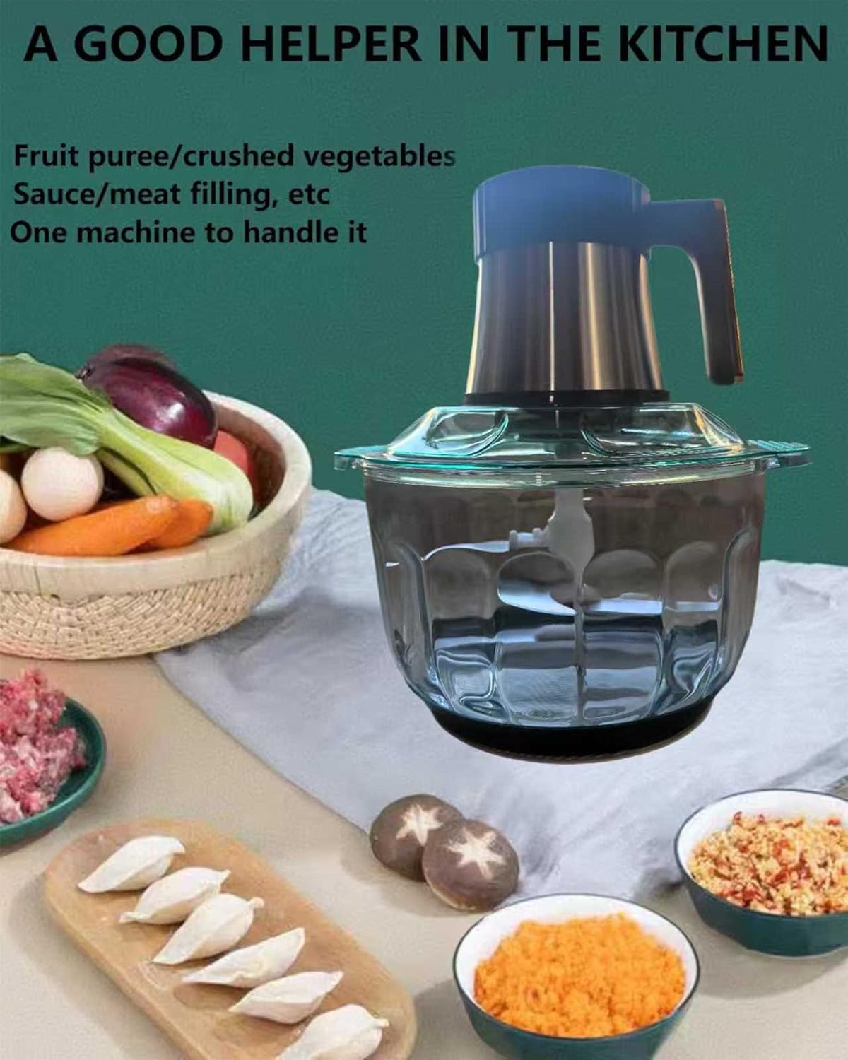 Picadora eléctrica 5 litros vidrio 500W 5 velocidades
