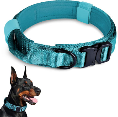 Collar perro militar ajustable con hebilla metal azul L