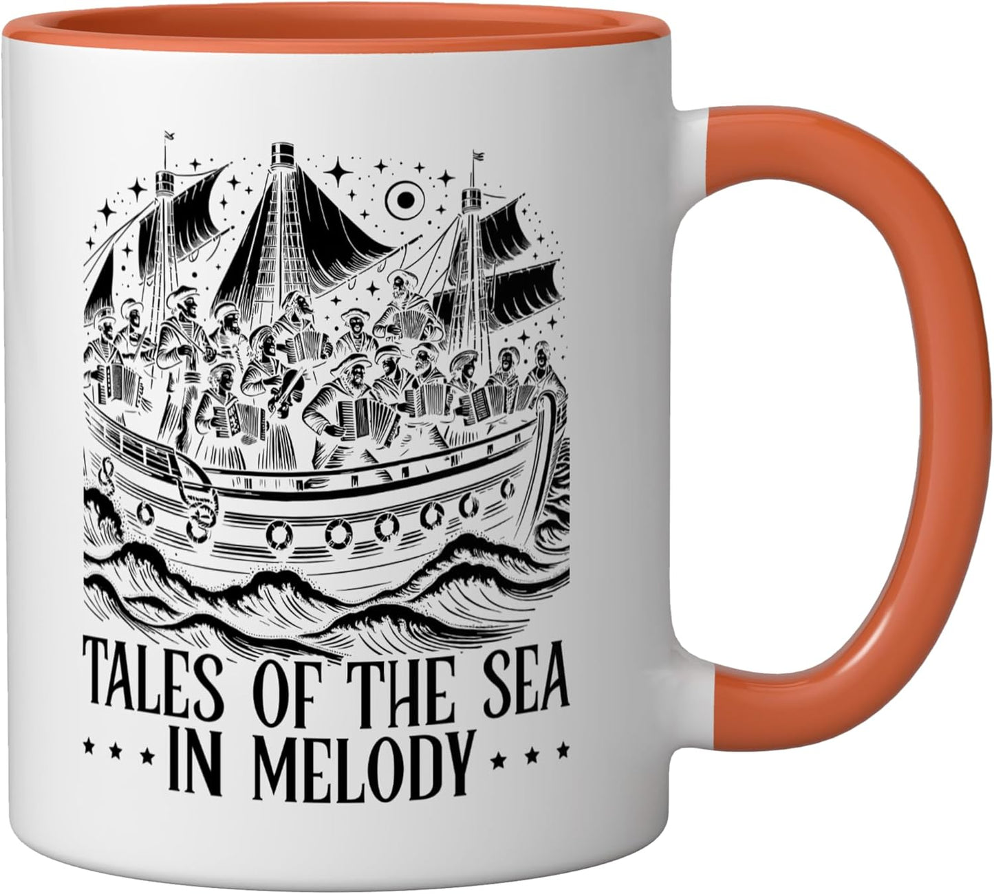 Taza Cerámica Canciones de Mar Naranja/Blanco