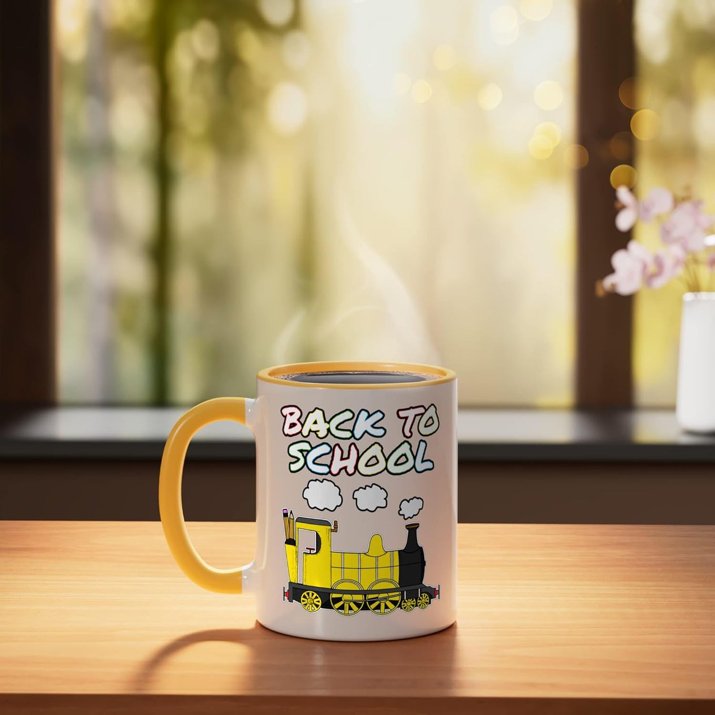 Taza Cerámica Escuela Primaria Maestro 1º Grado Amarillo
