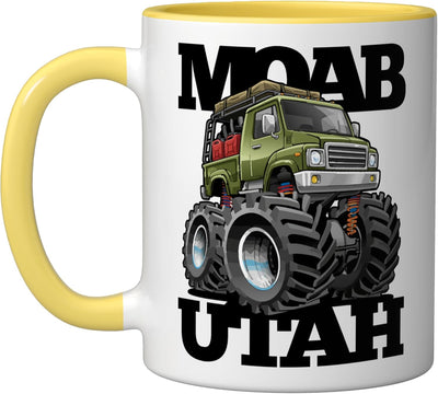 Taza Cerámica Diseño Camioneta 4x4 Moab Utah Amarillo/Blanco