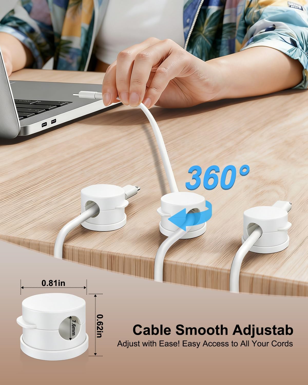 Pack 12 Clips Resorte Soporte Cable Mesa Noche Escritorio Giratorio
