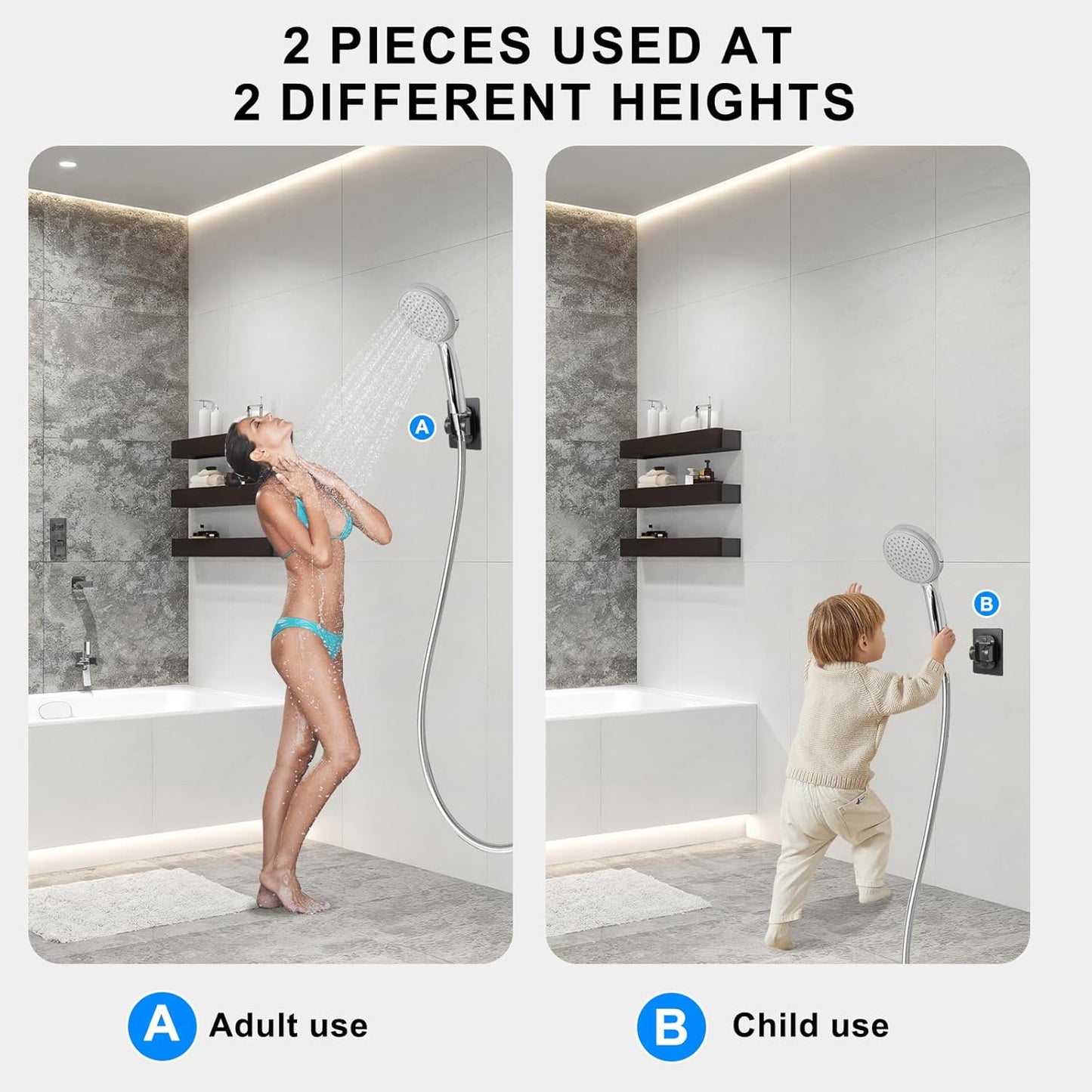 Soporte cabezal ducha ajustable adhesivo fuerte plástico ABS