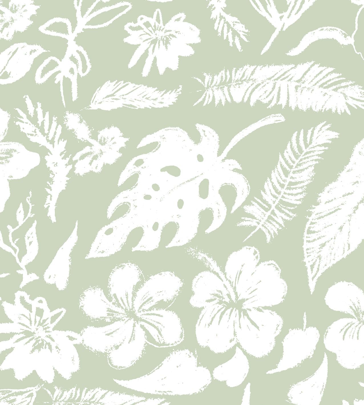 Papel tapiz autoadhesivo diseño floral botánico verde 17.7x118pulg