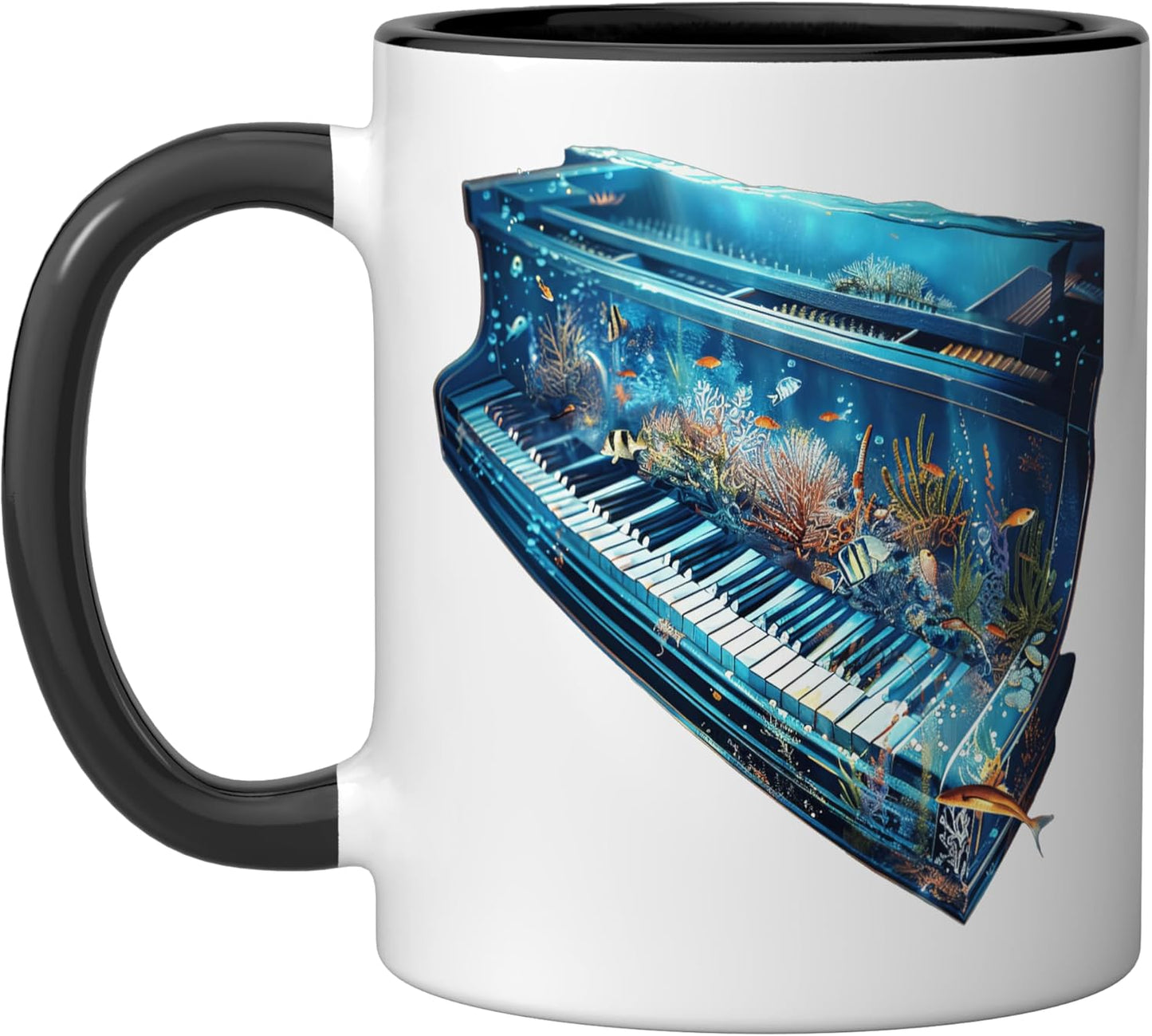 Taza de cerámica Piano Water negra/blanca