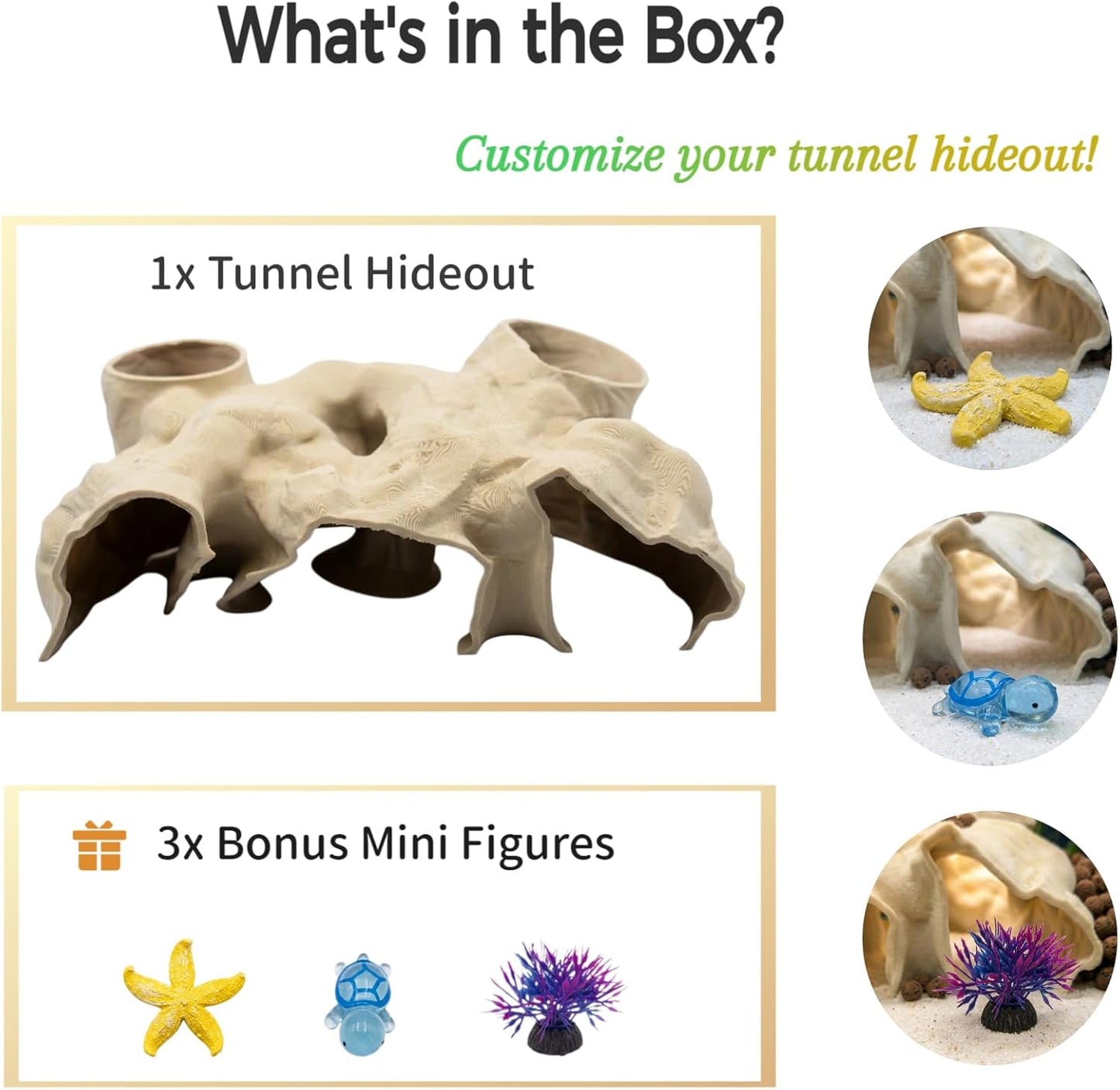 Túnel acuario 9.5pulg visor 3D para peces pequeños