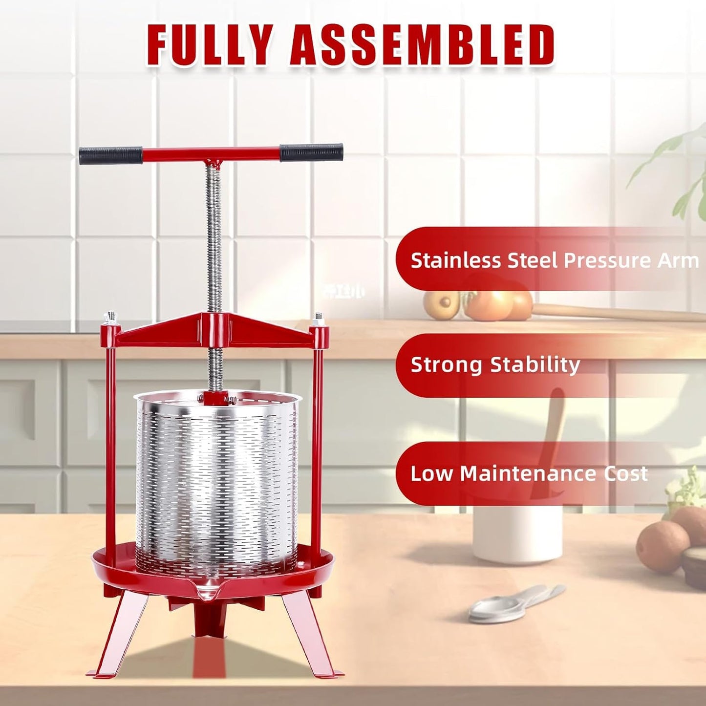 Prensa manual acero inox 3.69gal extractor jugo y aceite