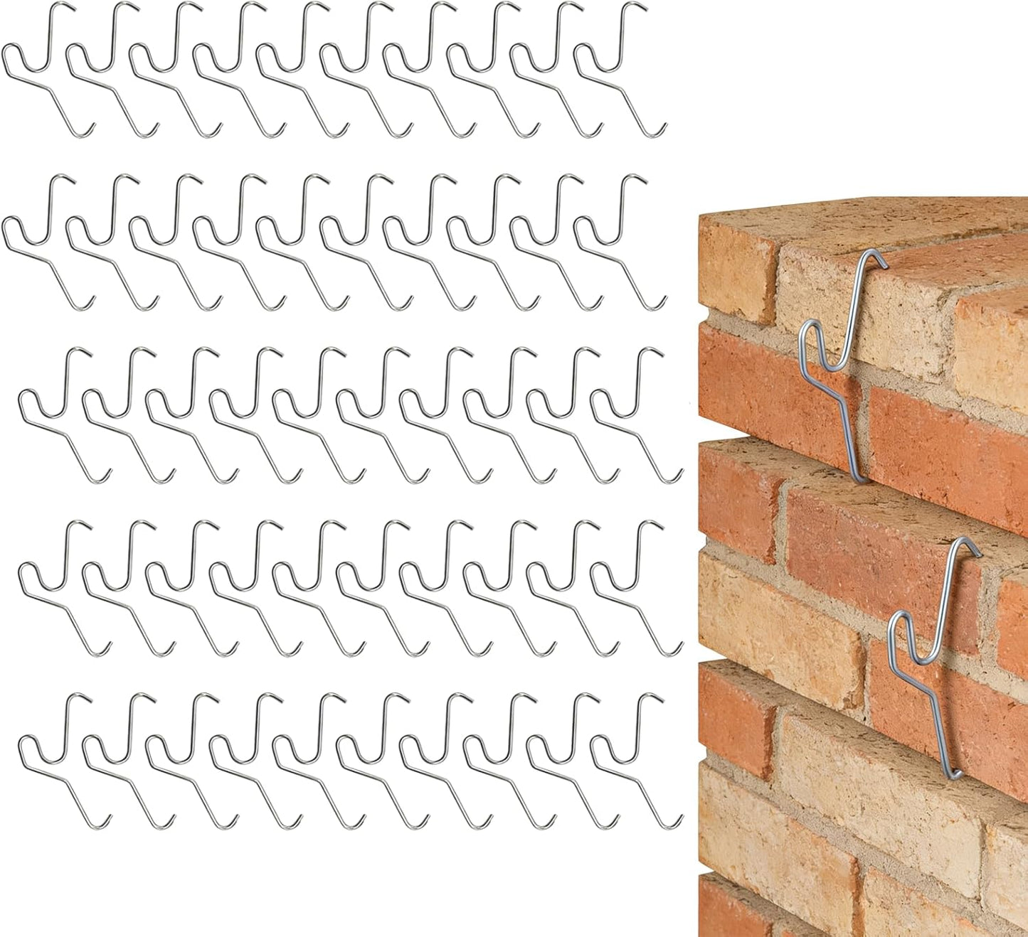 50 Clips Ladrillo Acero Inox para Colgar Sin Perforar