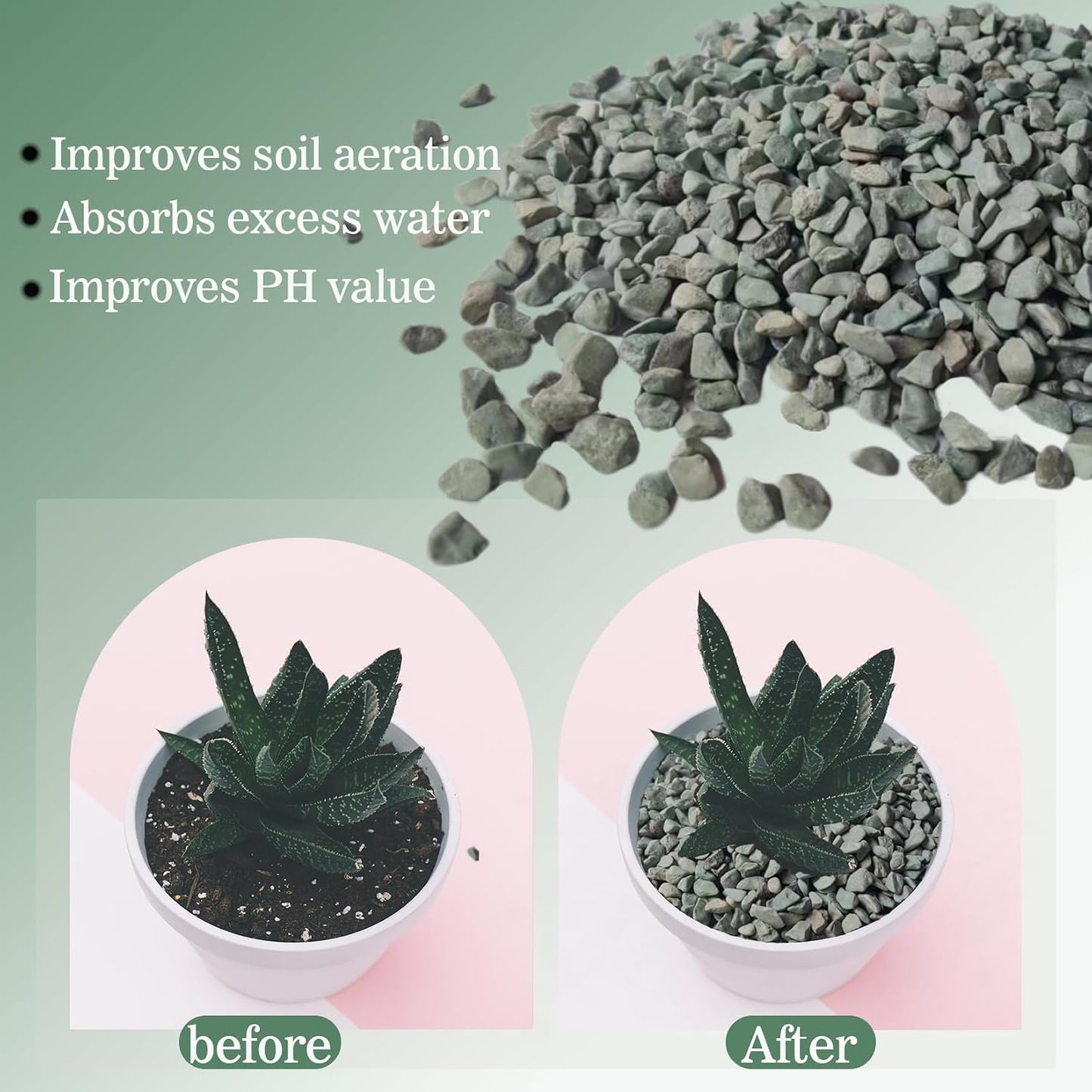 Rocas zeolita verde granel 47.44oz para suelo cactus