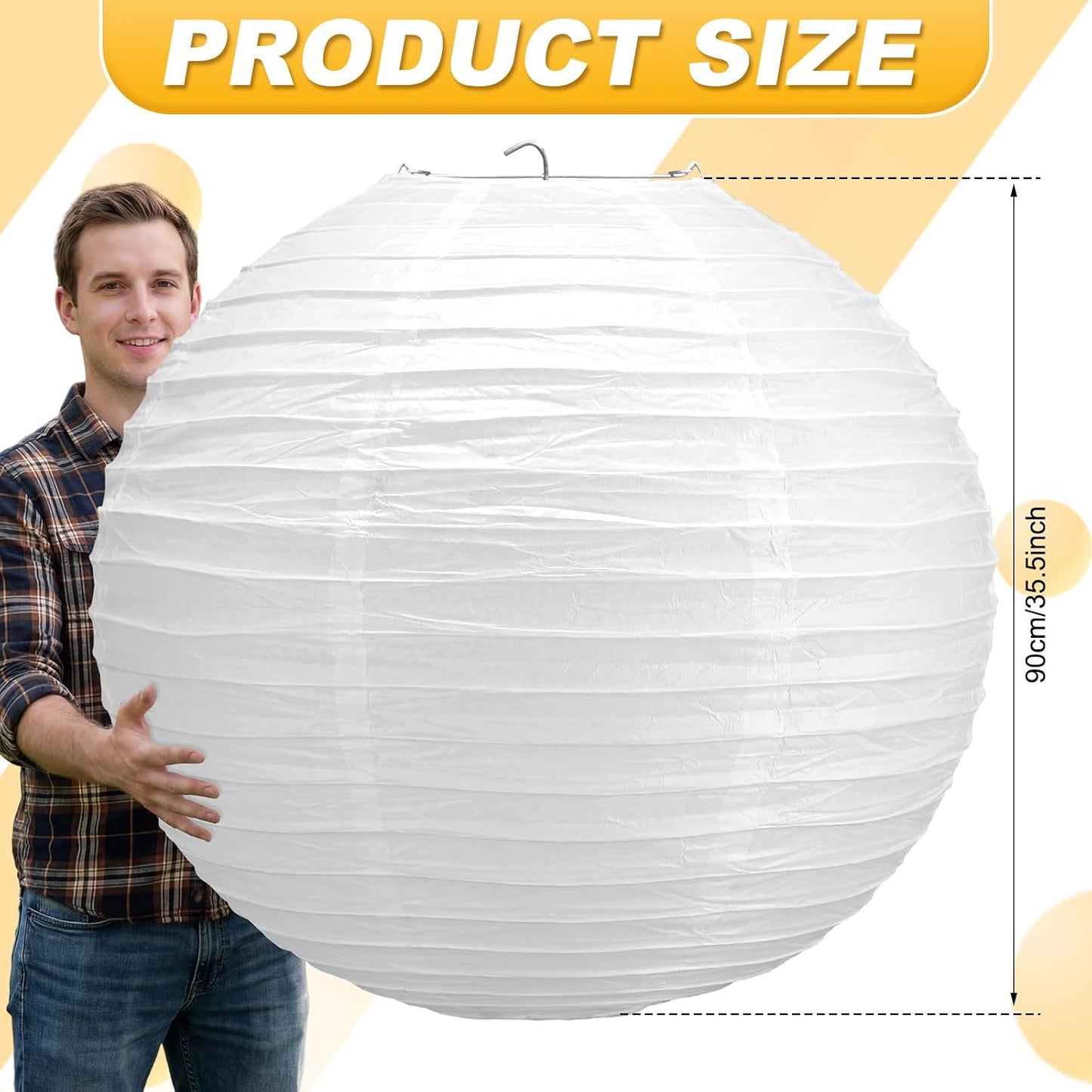 5 Linternas Papel Blanco 35.5pulg Lámpara Luna China Colgante Boda