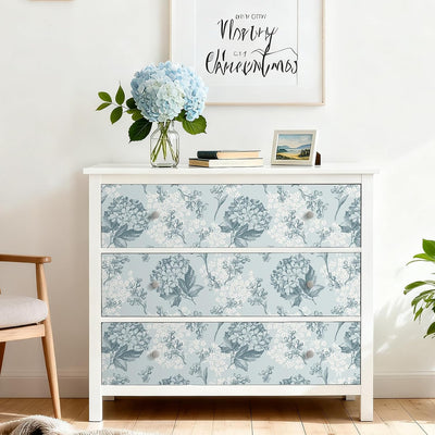 Papel Tapiz Floral Azul Ceniza Vintage Botánico Extraíble