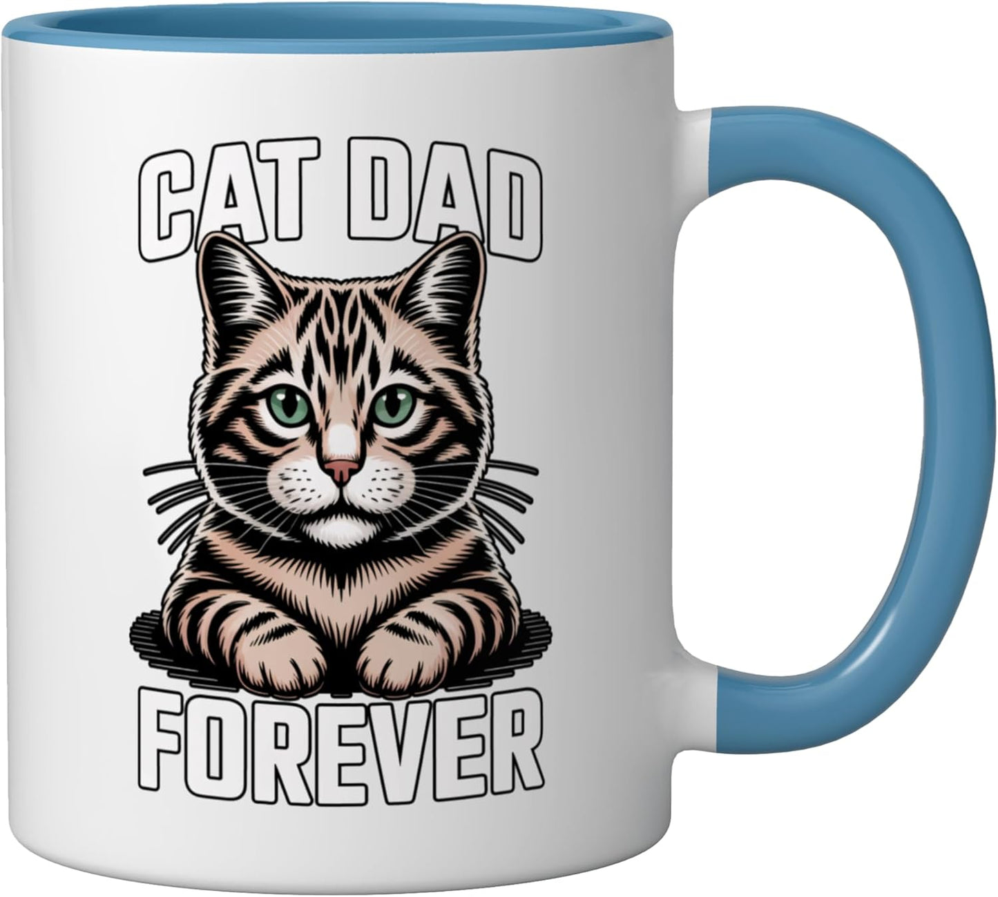 Taza Cerámica Cat Dad Forever Azul/Blanco