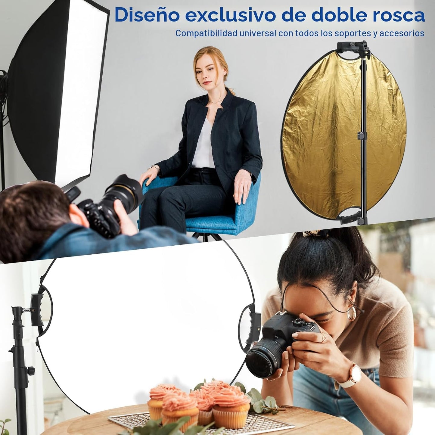 Reflector 32pulg 5en1 plegable con bolsa adaptador estudio