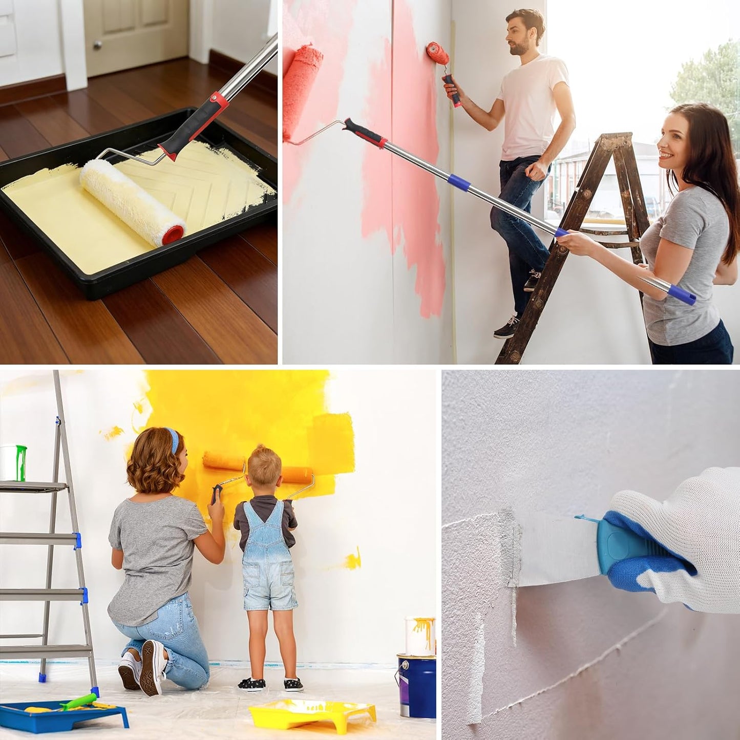 Kit rodillos pintura 13 pzas poste extensión 9pulg 81pulg