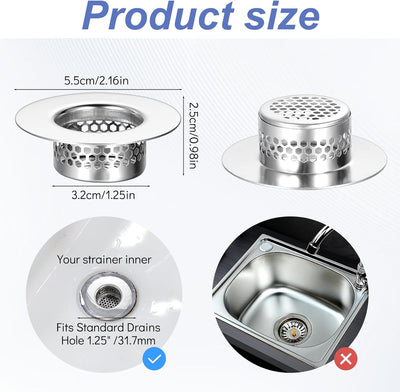 3 Coladores Drenaje Acero Inox 1.26pulg Filtro Baño