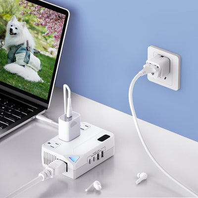 Convertidor viaje 250W USB y USB-C 220V a 110V