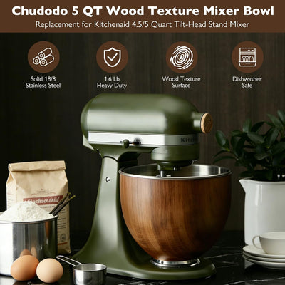 Cuenco acero inox comp KitchenAid 4.5-5qt textura madera