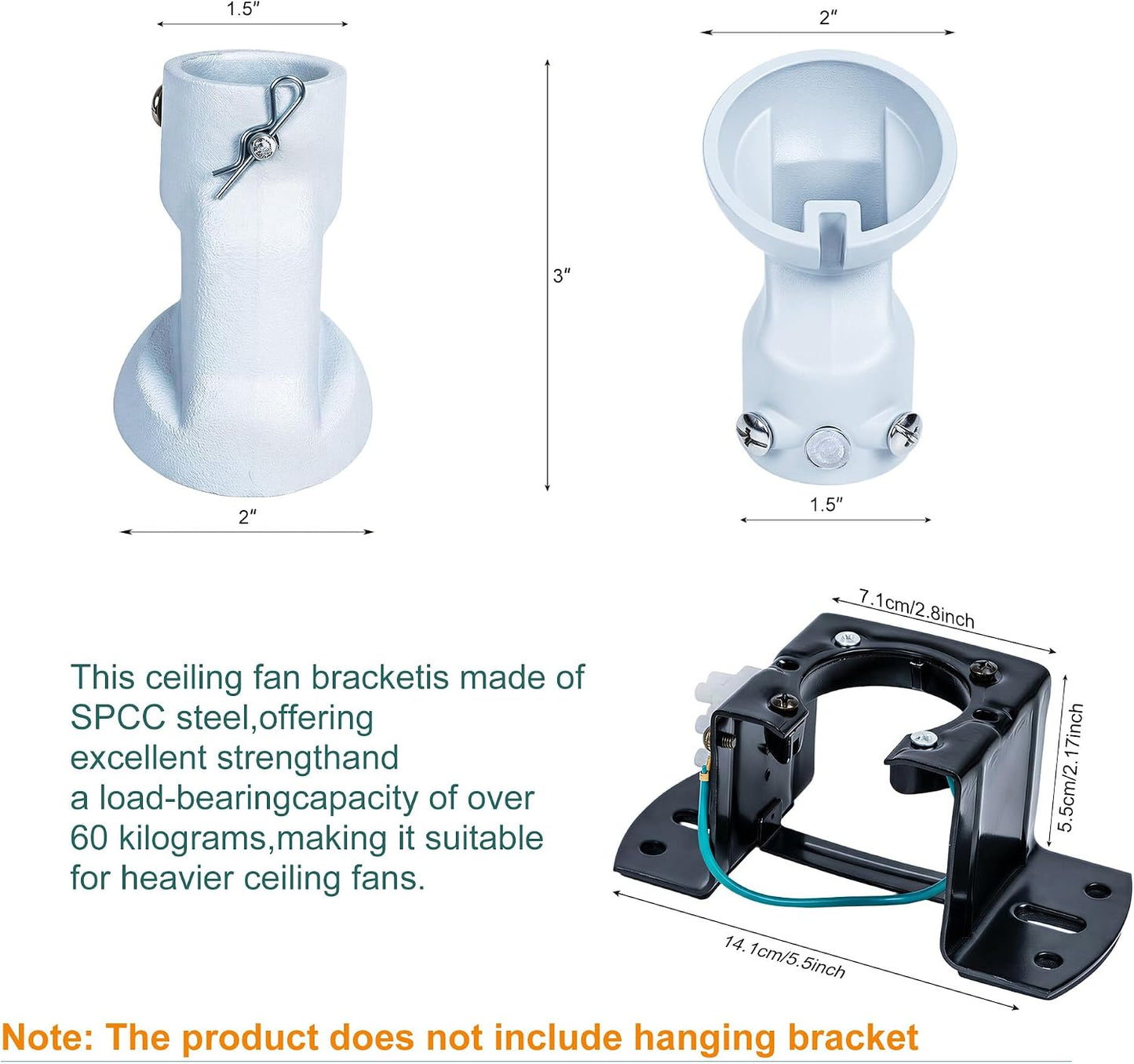 Adaptador techo inclinado 45° para ventilador blanco