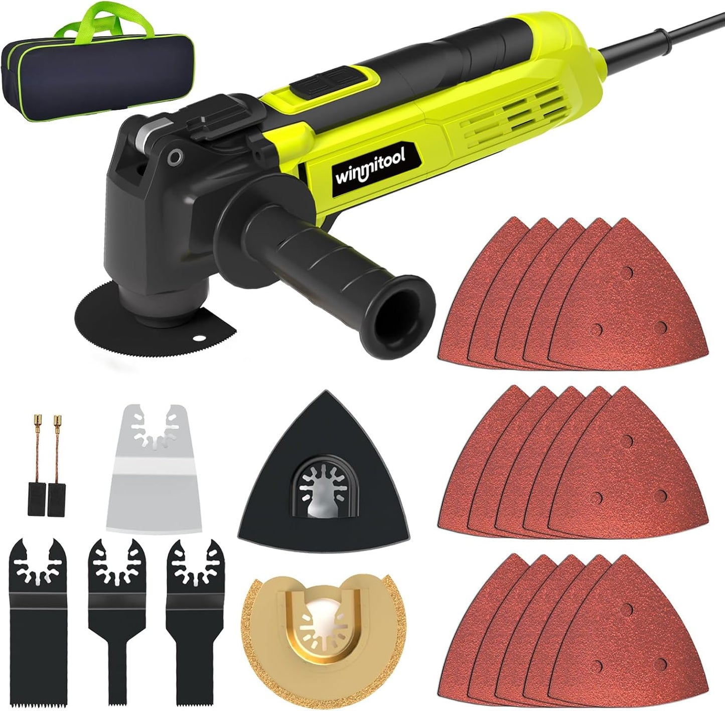 Herramienta oscilante eléctrica 7 vel 26 accesorios verde