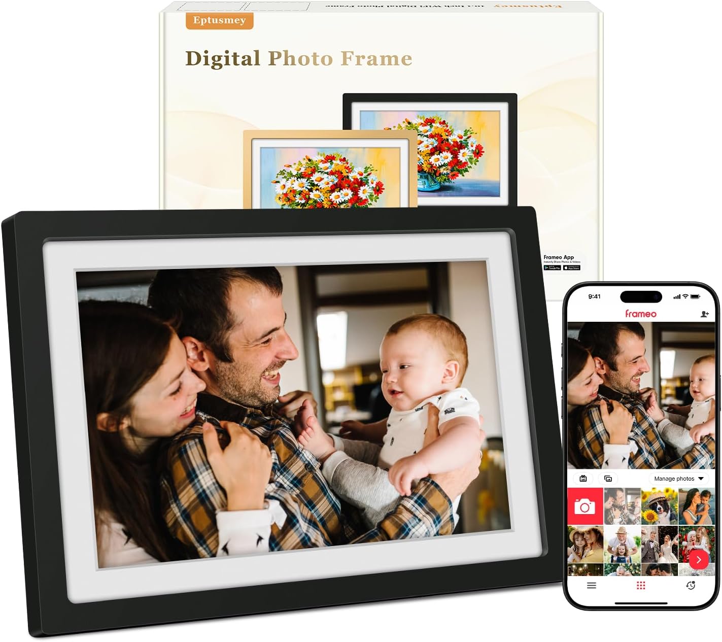 Marco Fotos Digital Frameo 10.1pulg Pantalla IPS HD 32GB Negro Mate