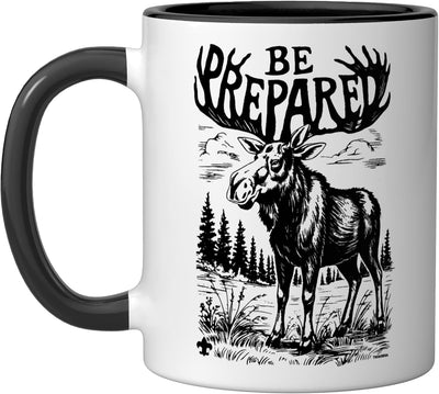 Taza de cerámica vintage Scouting America con diseño de alce en negro y blanco